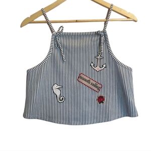 4 FOR $24 ZARA Smooth Sailing Nautical Coastal Striped Spaghetti Strap Crop Top
